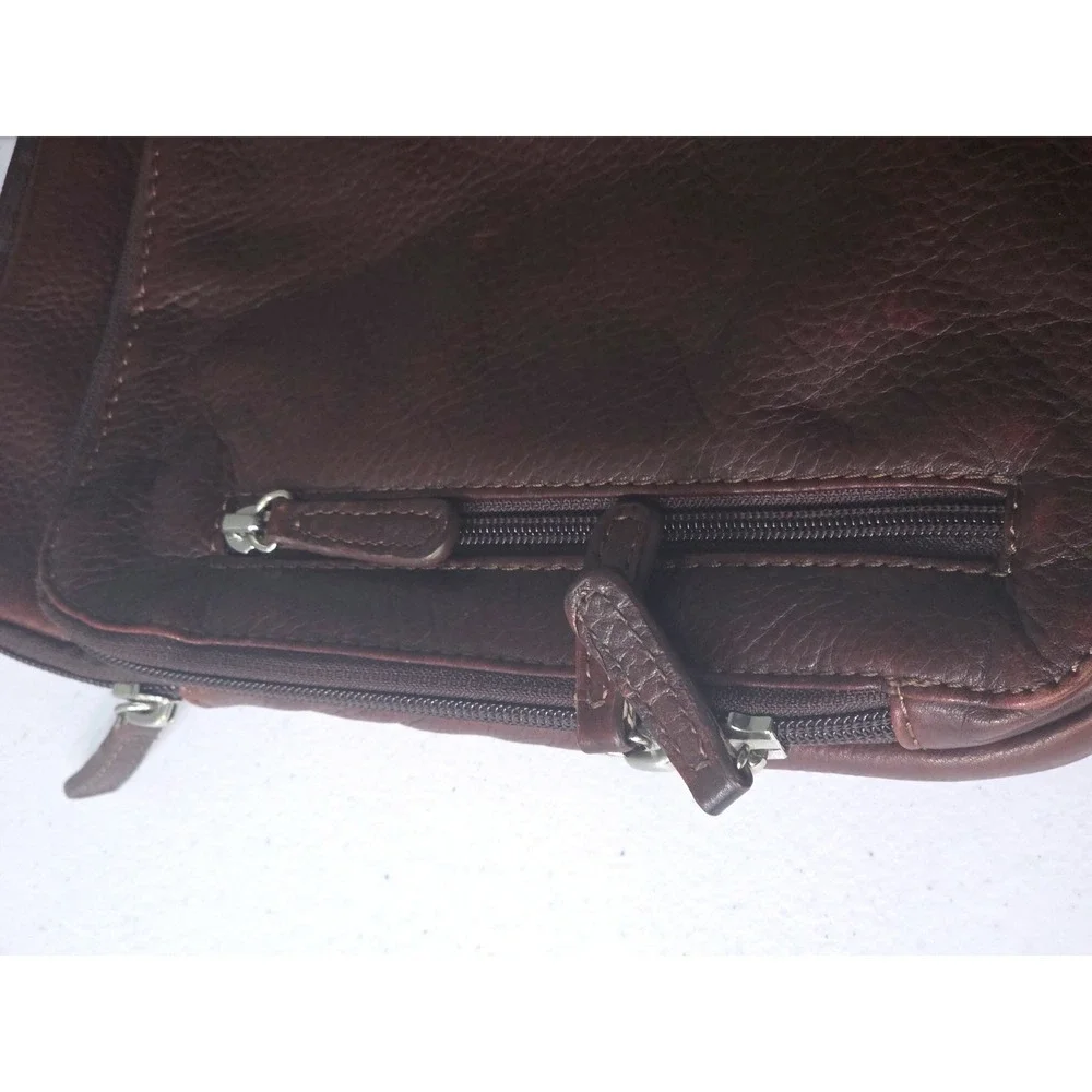 Osgoode Marley Genuine Leather Dark Brown Crossbody Messenger Bag Multi-Pocket